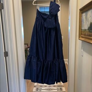 ATSU Elegant Navy one shoulder satin Dress (bw)